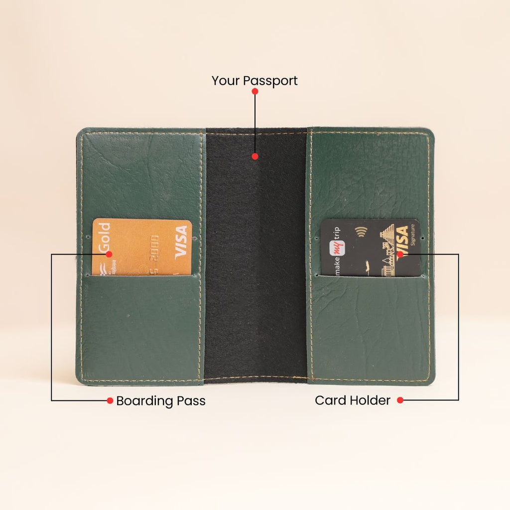 Personalized Passport Cover in Olive Green – Custom Vegan Leather Travel Accessory