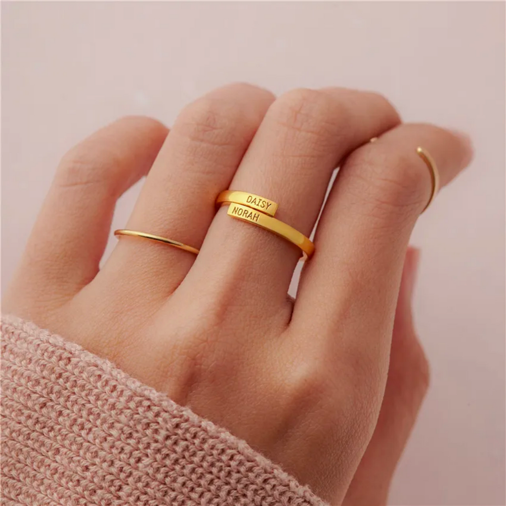 Customised Double Band Engraved Ring