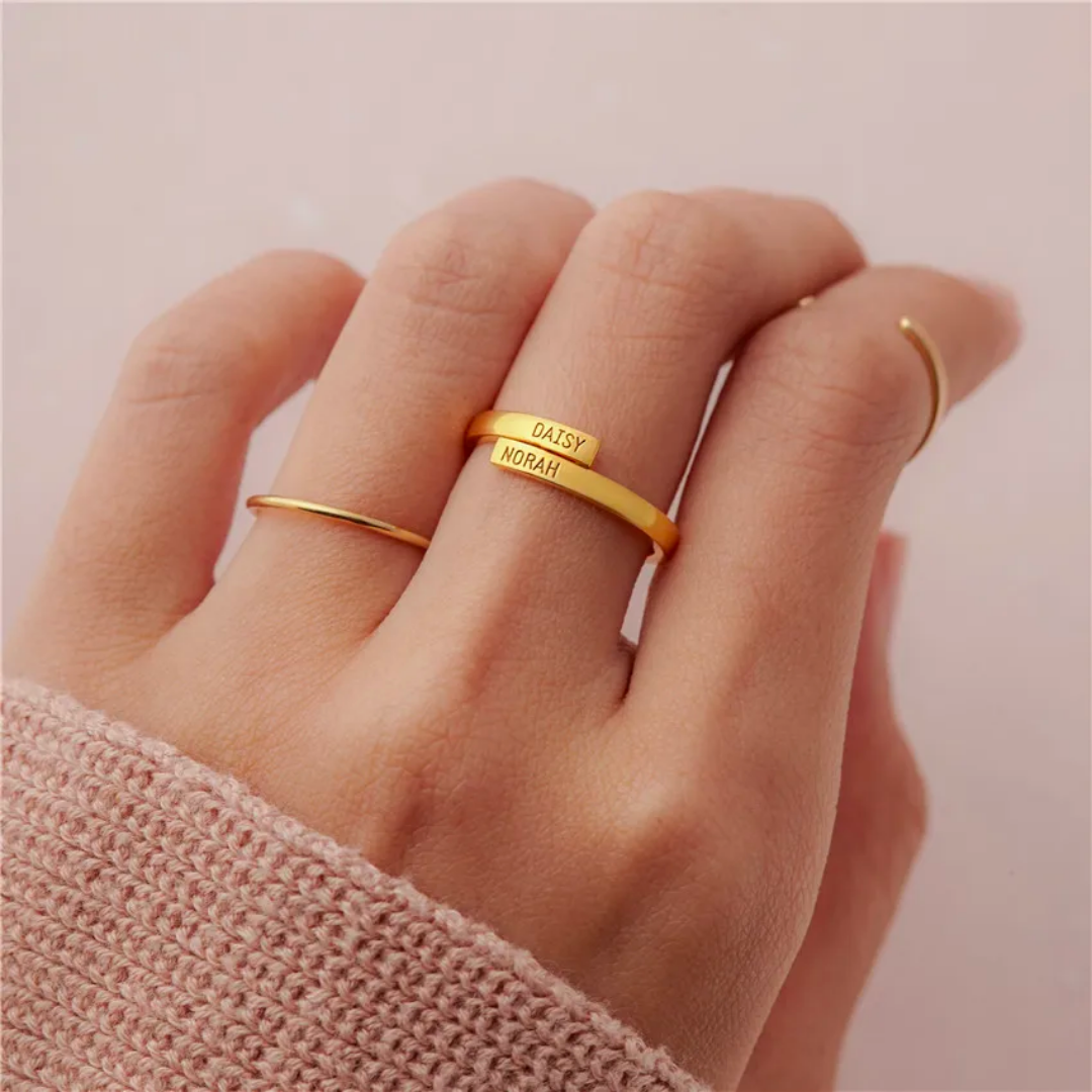 Customised Double Band Engraved Ring