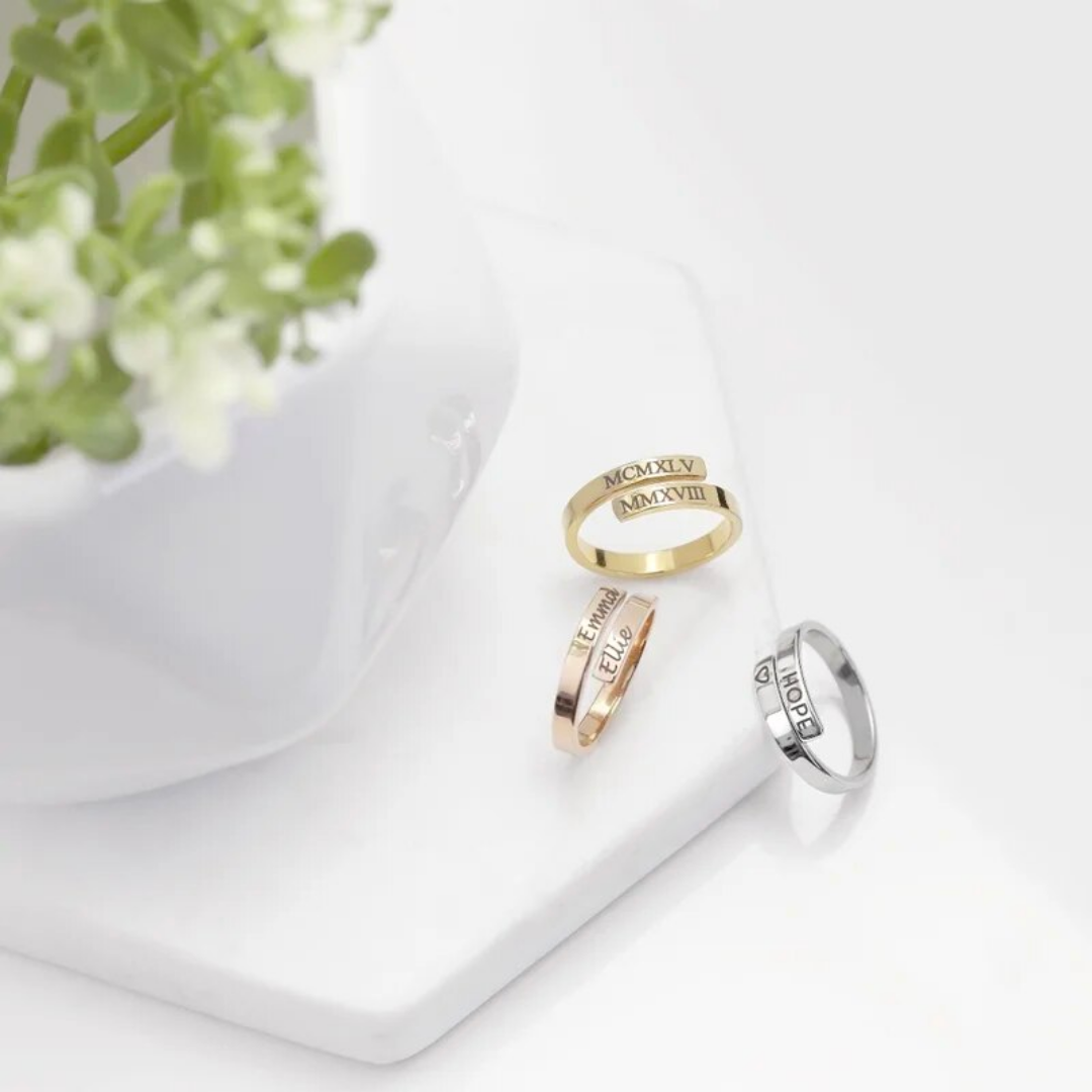 Customised Double Band Engraved Ring
