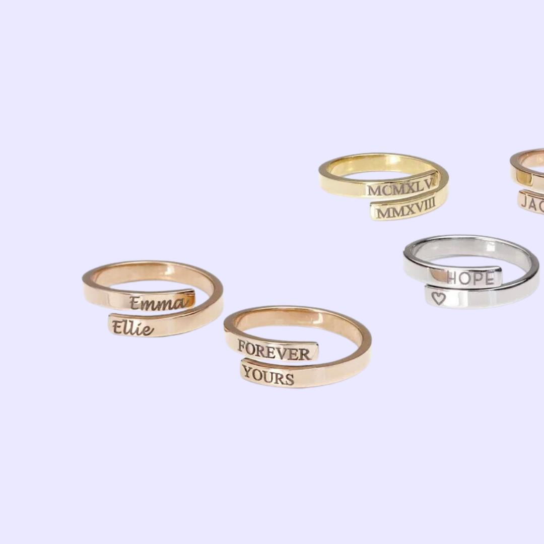 Customised Double Band Engraved Ring