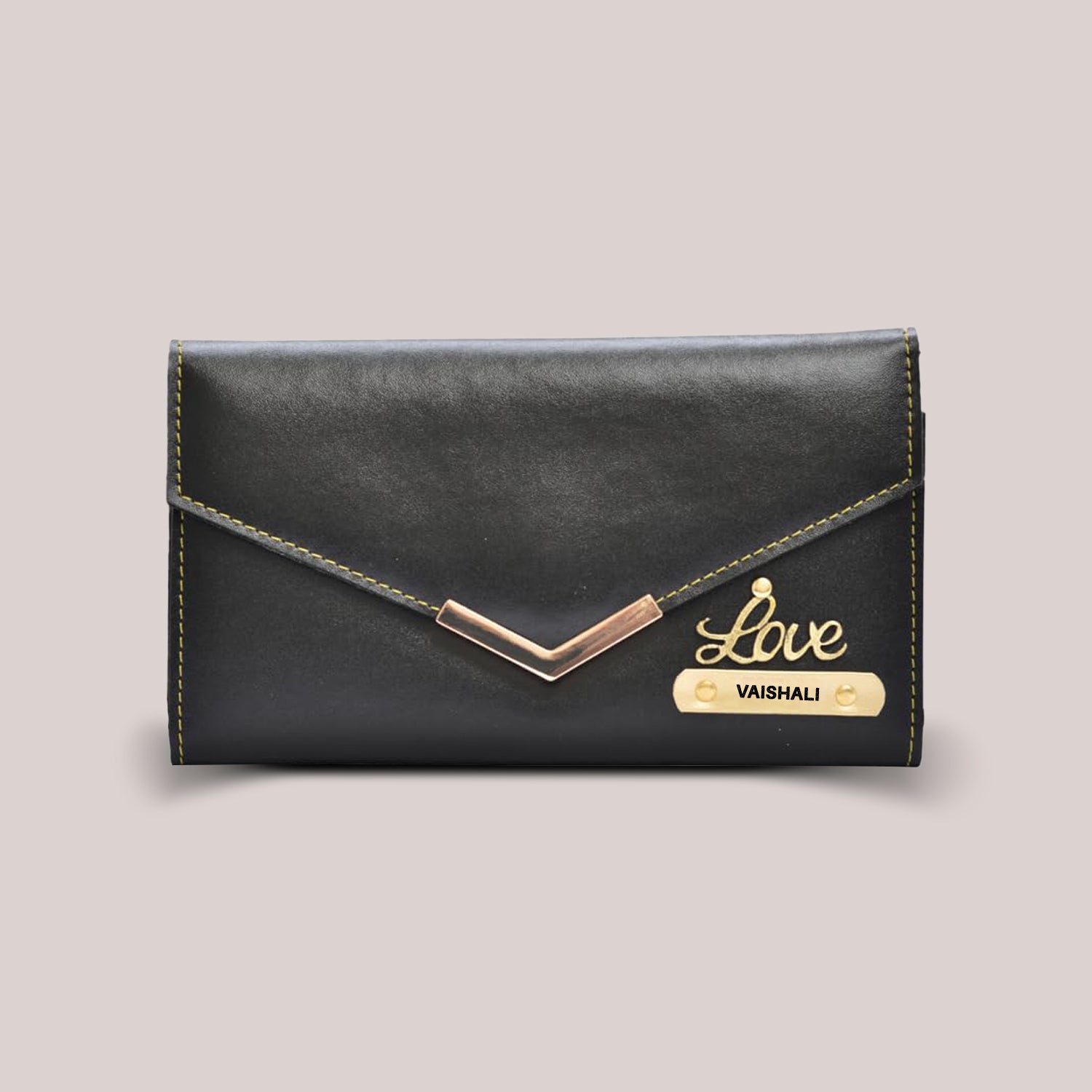 Personalized Ladies Clutch with Charm - Classic Finish