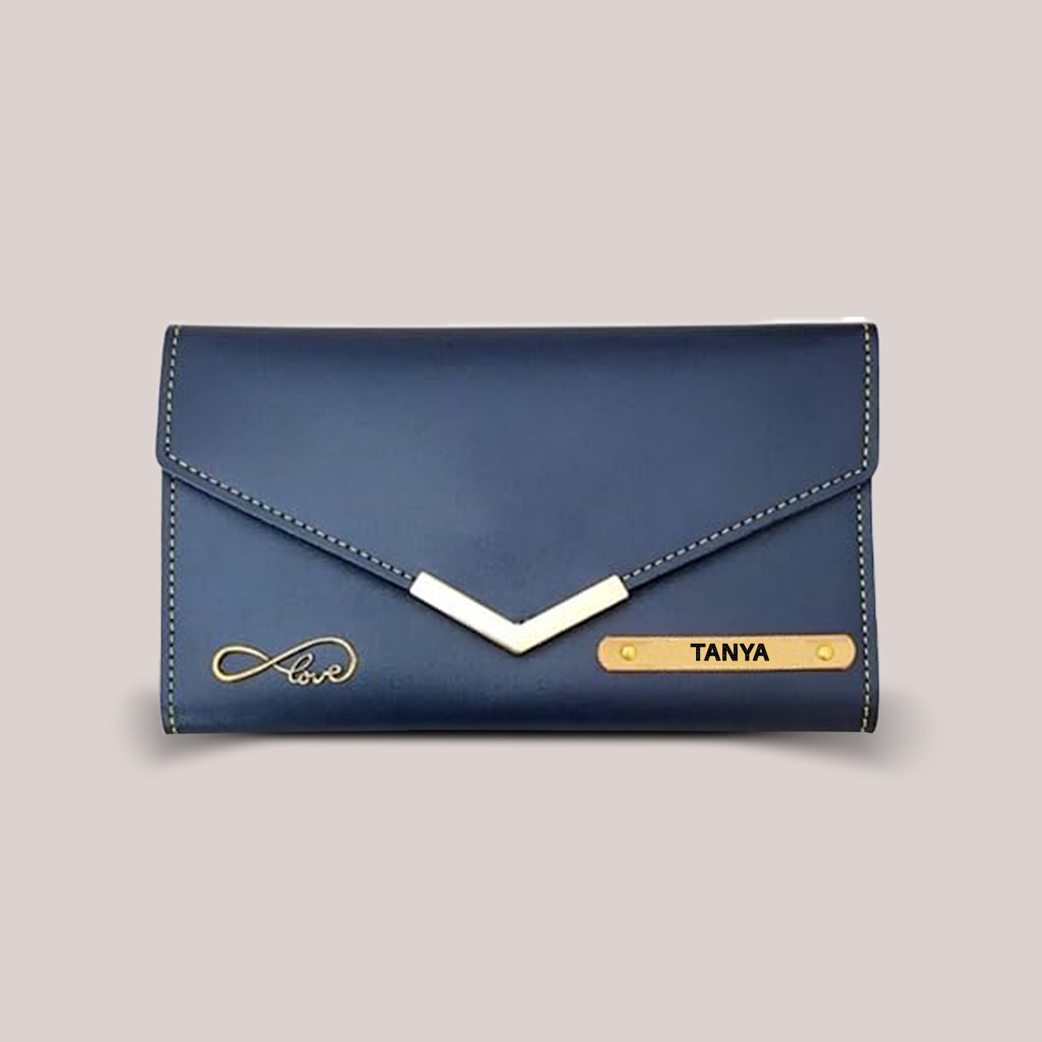 Personalized Ladies Clutch with Charm - Classic Finish