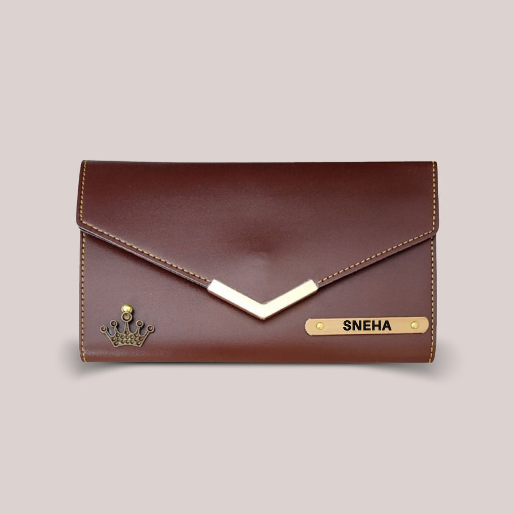 Personalized Ladies Clutch with Charm - Classic Finish
