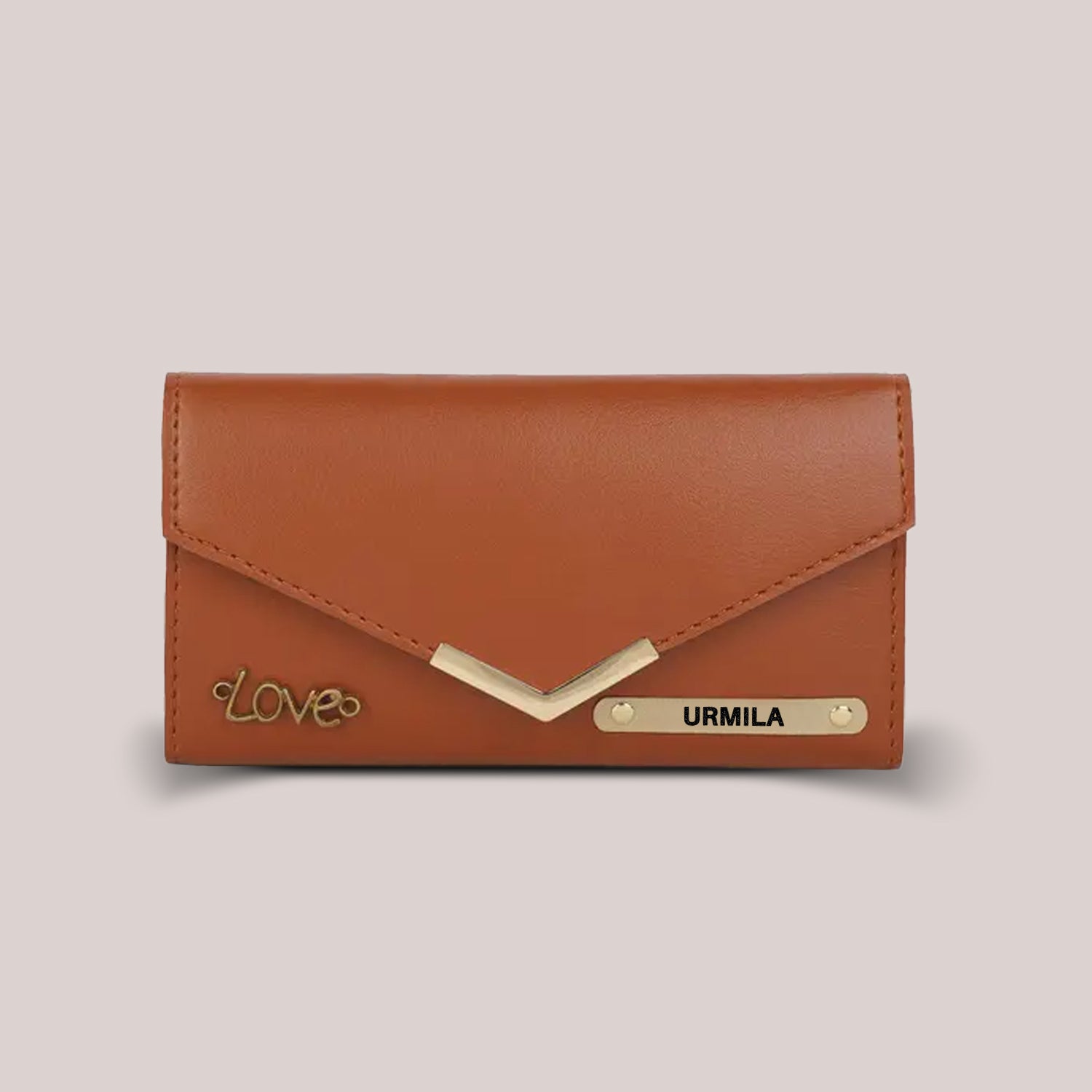 Personalized Ladies Clutch with Charm - Classic Finish