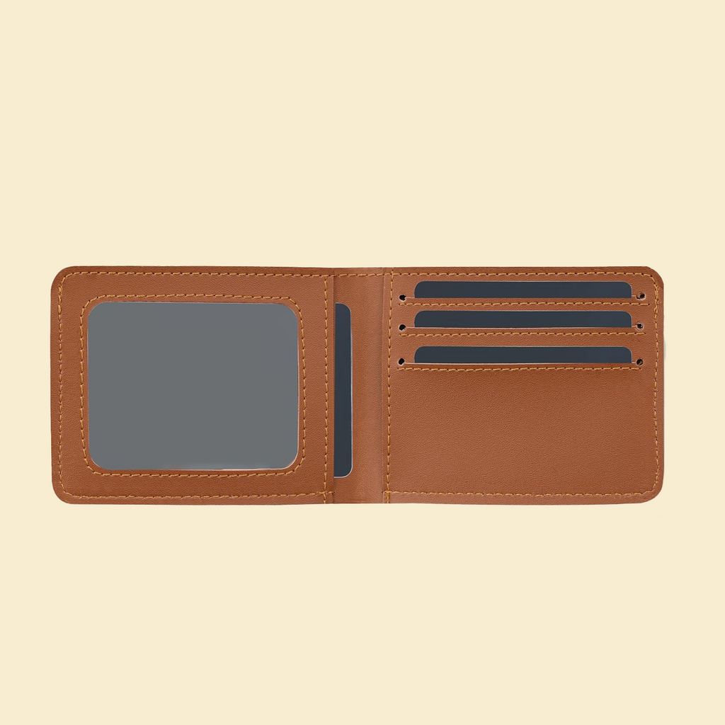 Personalized Men's Leather Wallet & Keychain with Name & Charm.