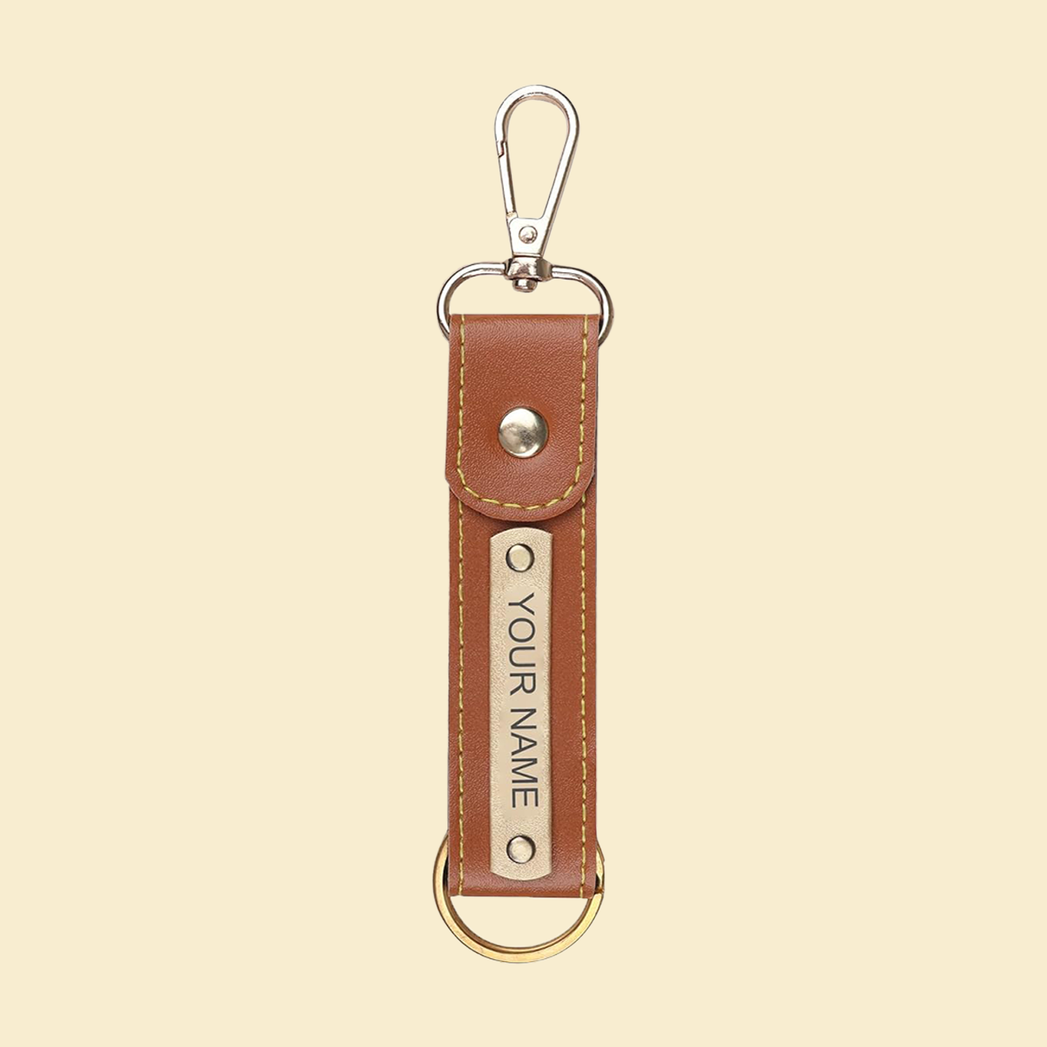 Personalized Men's Leather Wallet & Keychain with Name & Charm.