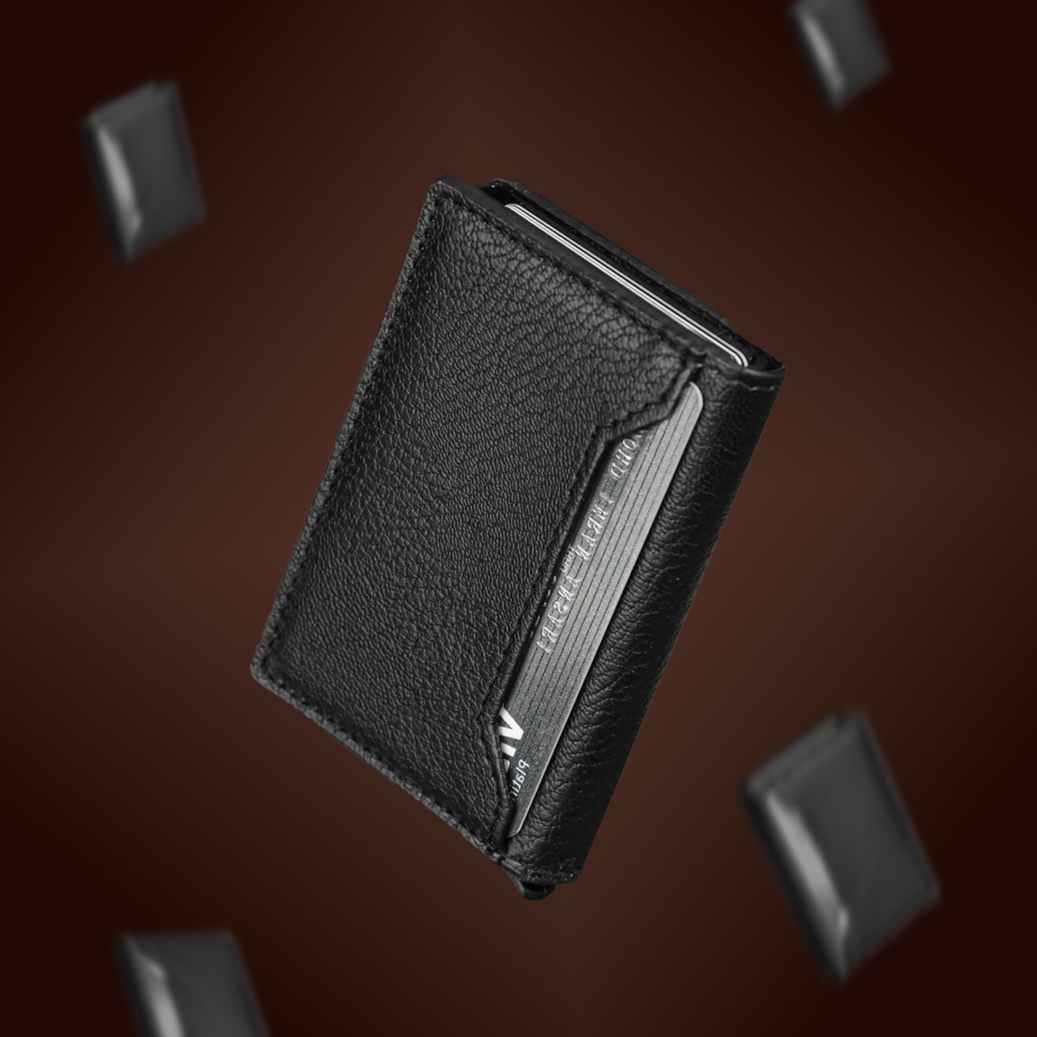 Personalized RFID Protected Metal Card Holder With Leather Cover