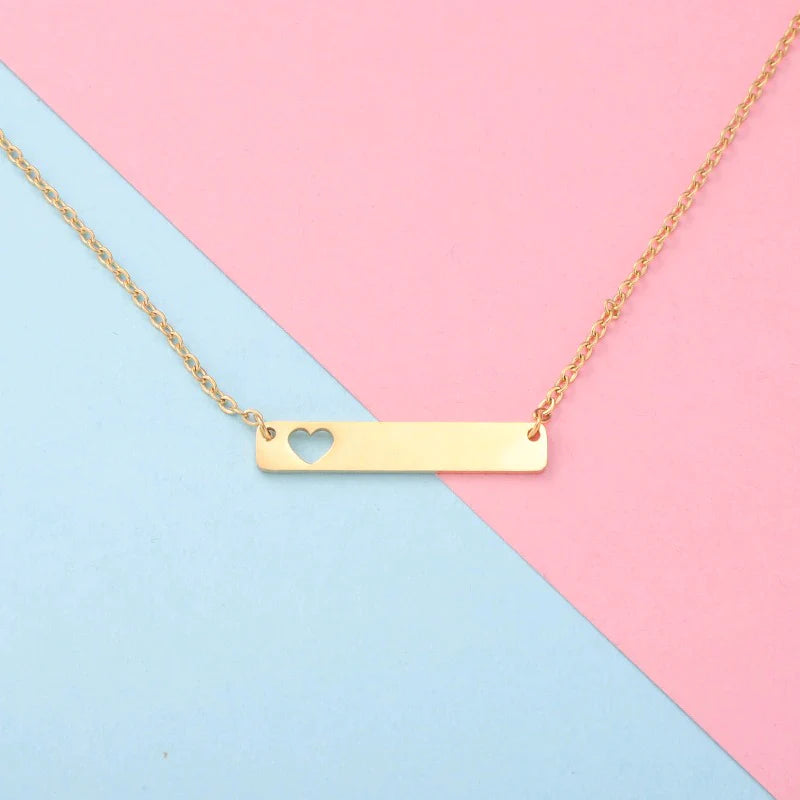 Gold Hollow Heart Necklace