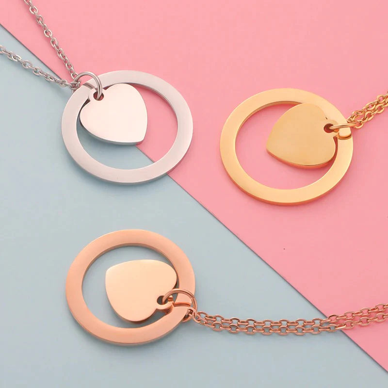 Heart Shape In Circle Pendants