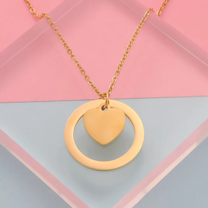 Heart Shape In Circle Pendants
