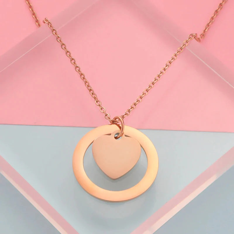 Heart Shape In Circle Pendants