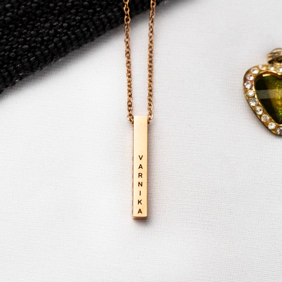 Personalized Engraved Sterling 4-Sided Vertical 3D Bar Name Pendant