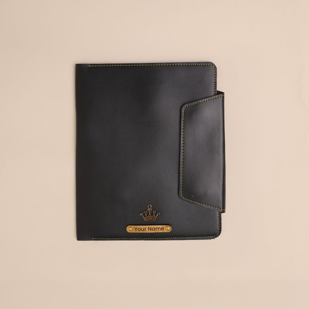 Personalized Leather Office Folder in Black