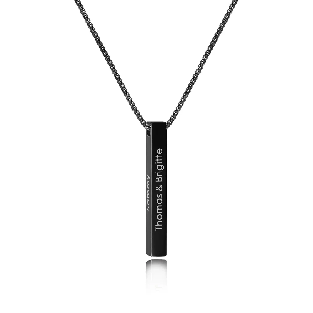 Personalized Engraved Sterling 4-Sided Vertical 3D Bar Name Pendant