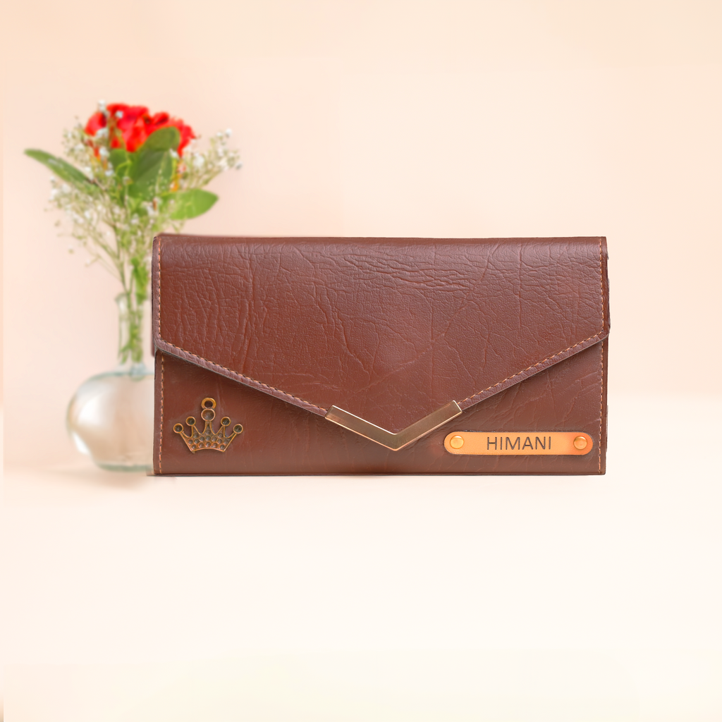 Personalized Ladies Clutch Brown