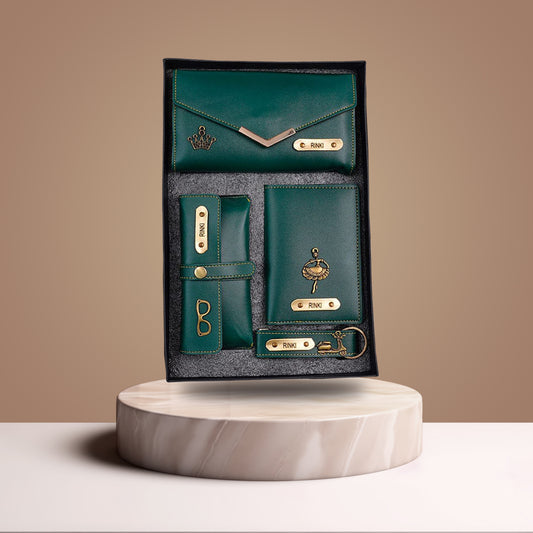 Personalized Green 4-in-1 Women’s Combo – Luxury Gift Set with Name Engraving