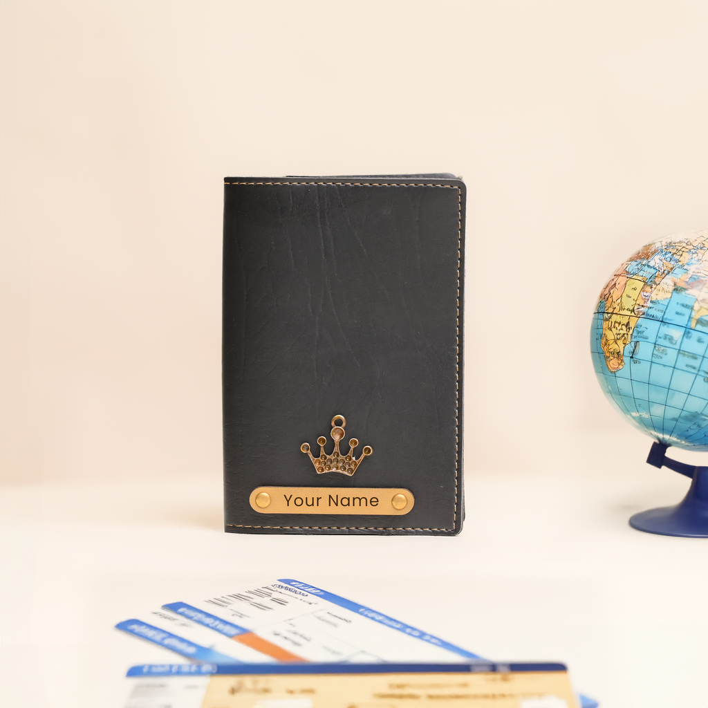 Personalized Passport Cover in Black – Leather Travel Accessory