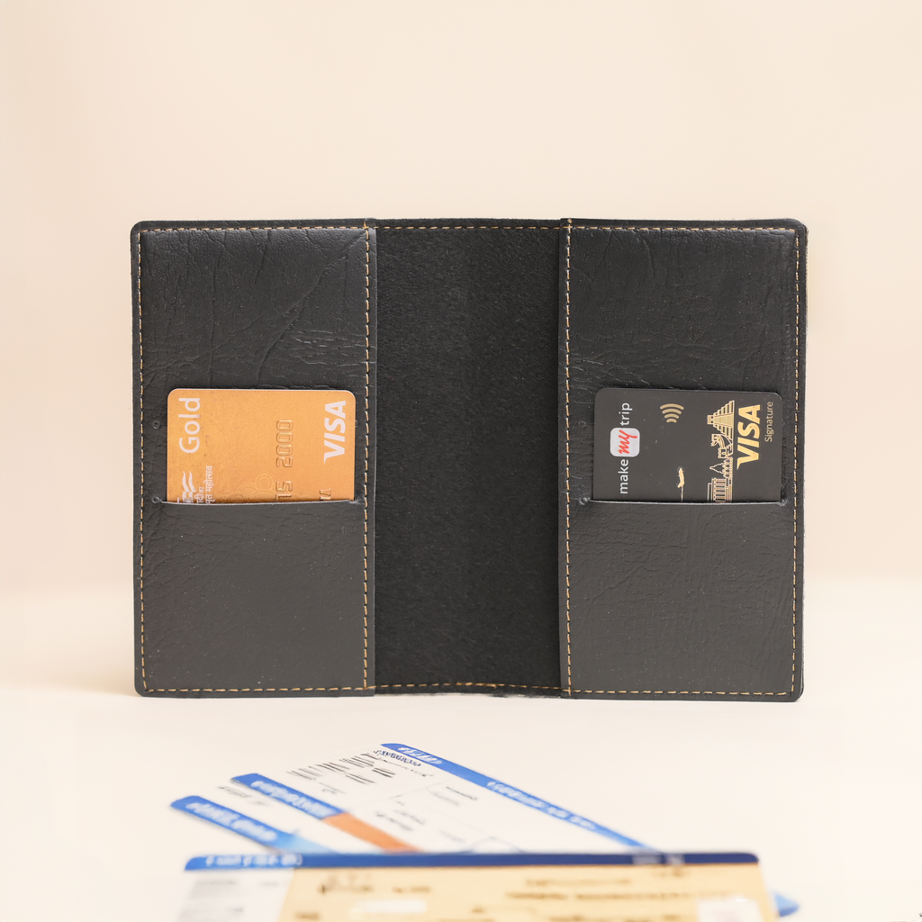 Personalized Passport Cover in Black – Leather Travel Accessory