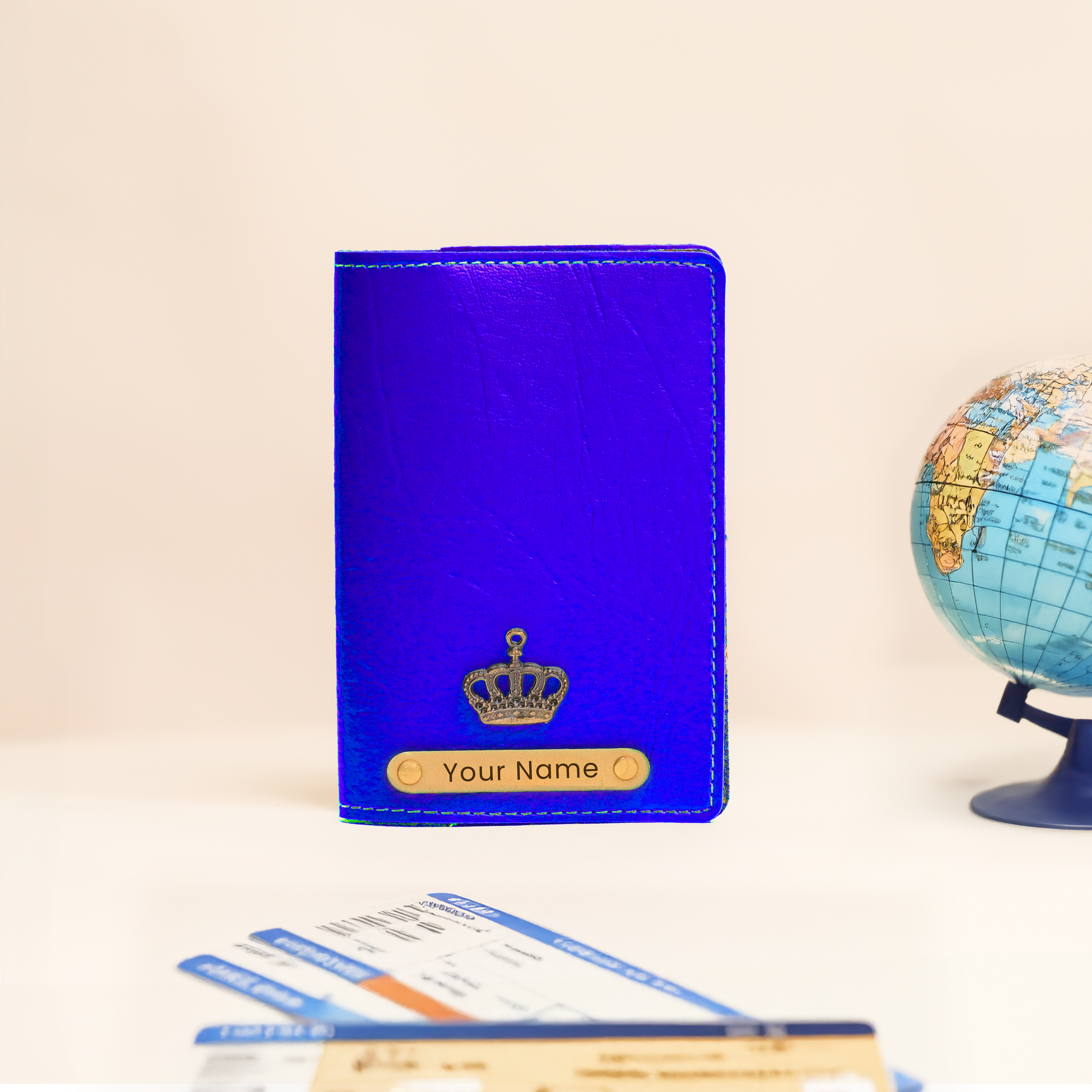 Personalized Passport Cover in Royal Blu– Custom Vegan Leather Travel Essential