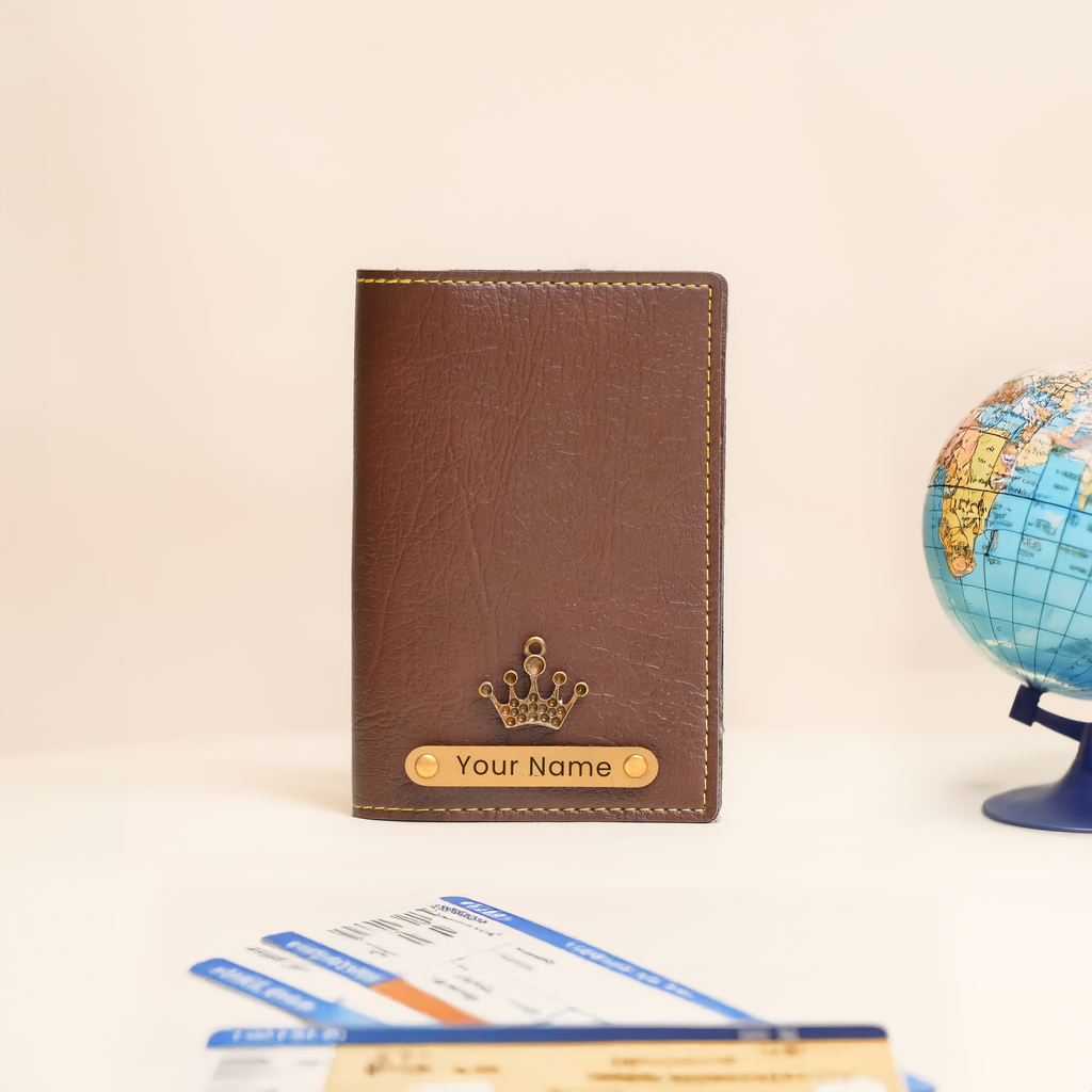 Personalized Passport Cover in Brown - Custom Leather Travel Accessory
