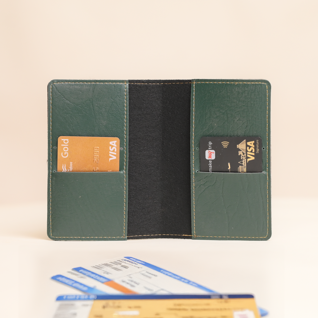 Personalized Passport Cover in Olive Green – Custom Vegan Leather Travel Accessory