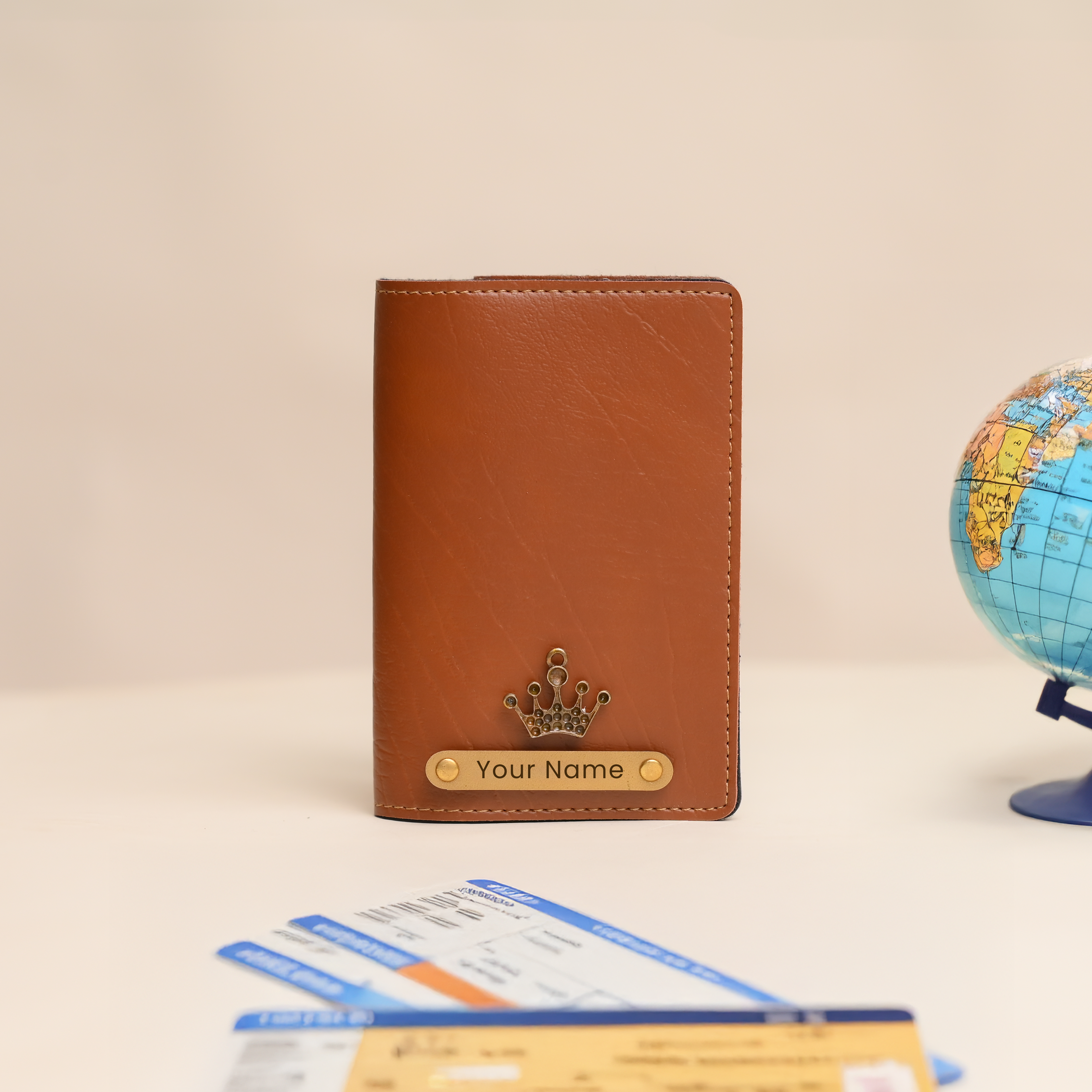 Personalized Passport Cover in Tan  – Custom Leather Travel Accessory