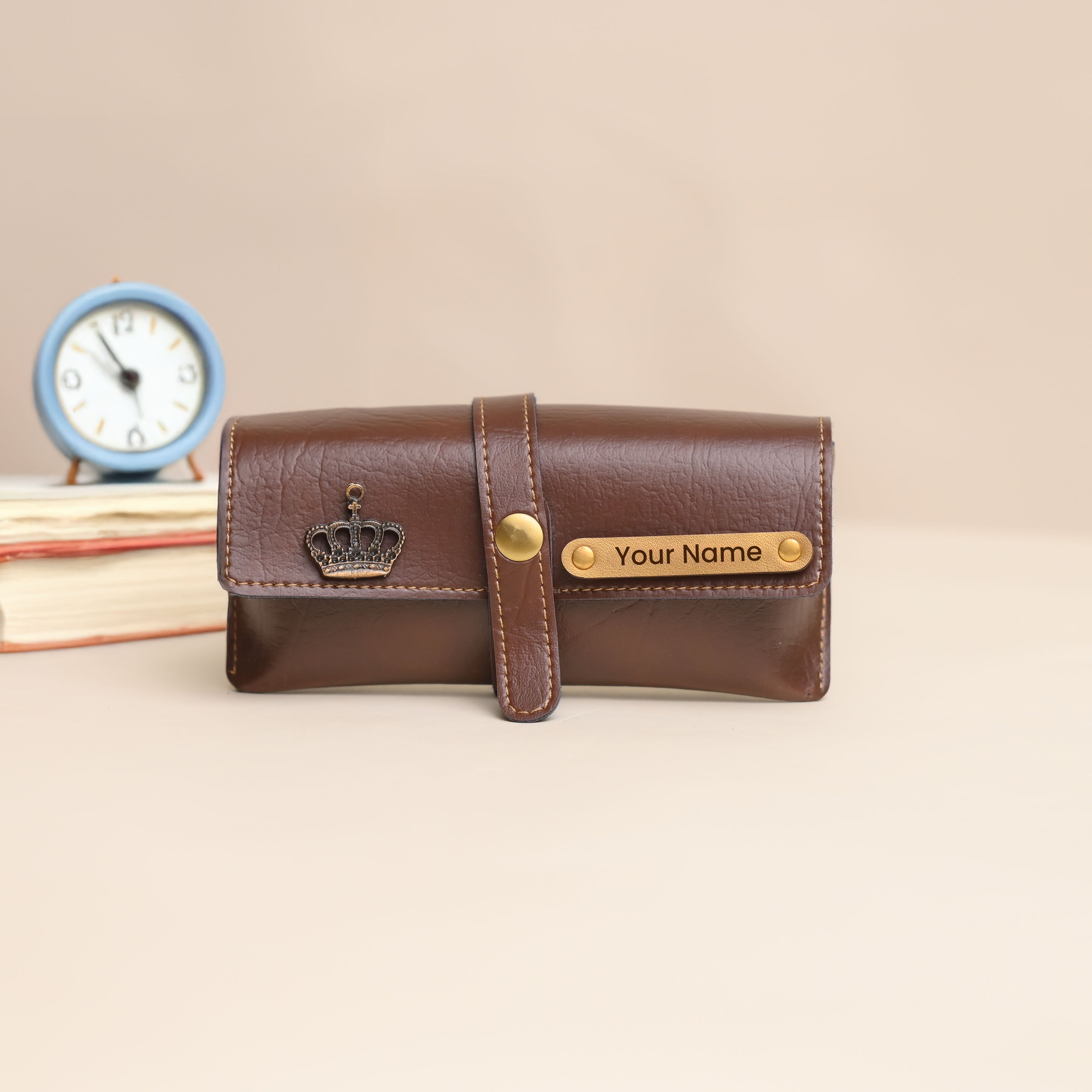 Personalized Brown Eyewear Case – Custom Goggle Case with Name Engraving