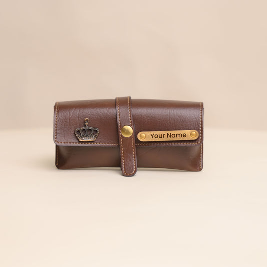 Personalized Brown Eyewear Case – Custom Goggle Case with Name Engraving