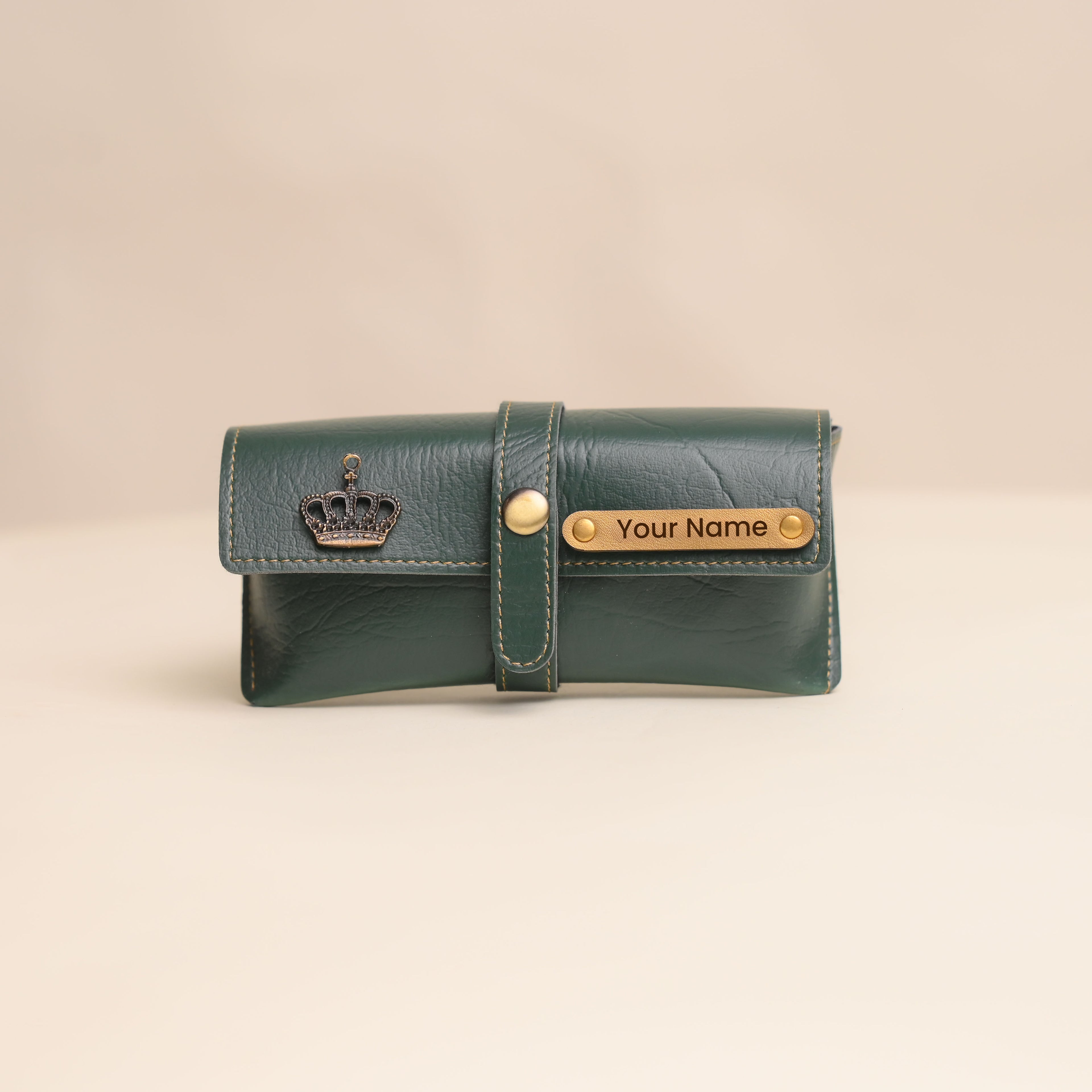 Personalized Green Eyewear Case – Custom Goggle Case with Name Engraving | Premium Quality Leather