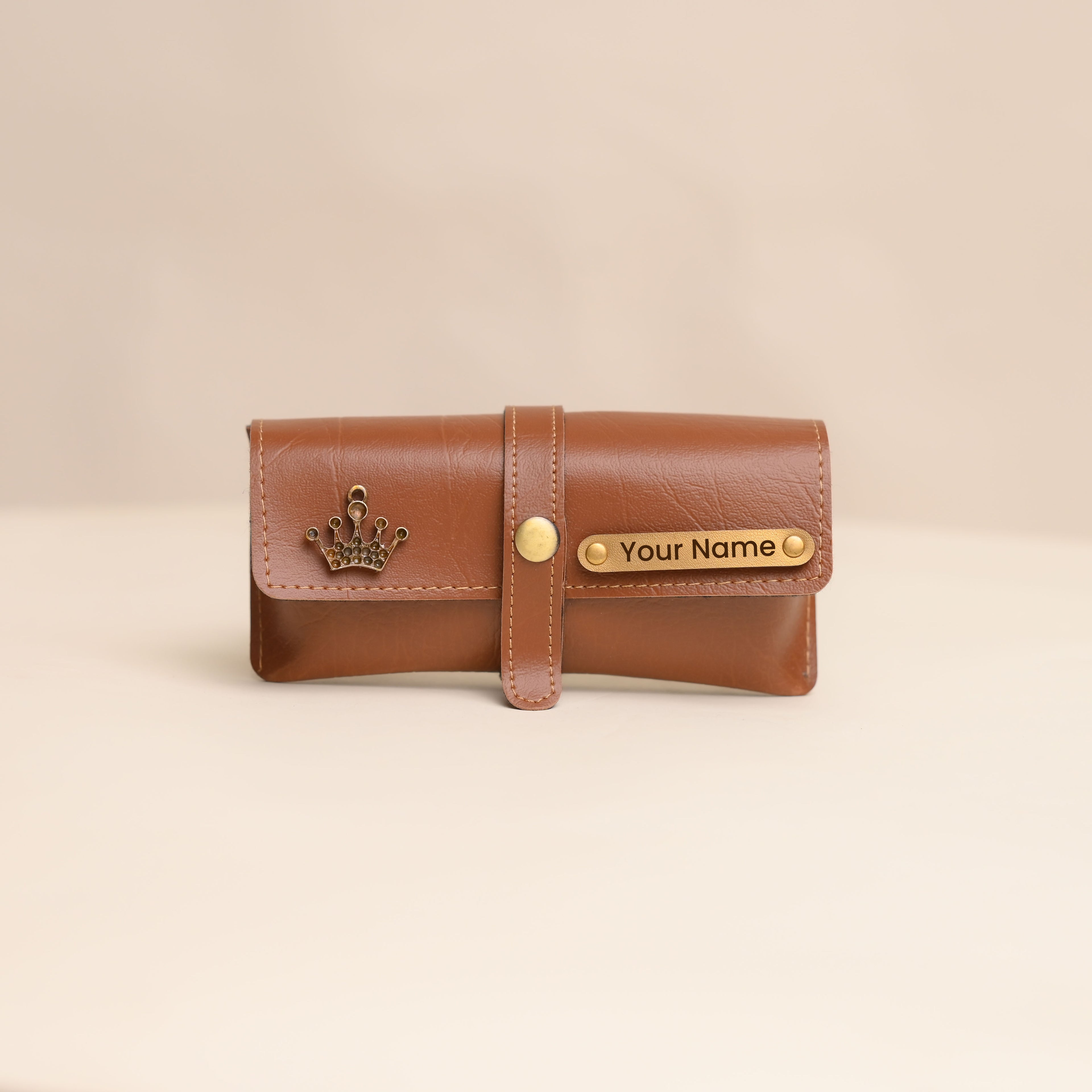 Personalized Tan Eyewear Case – Custom Goggle Case with Name Engraving