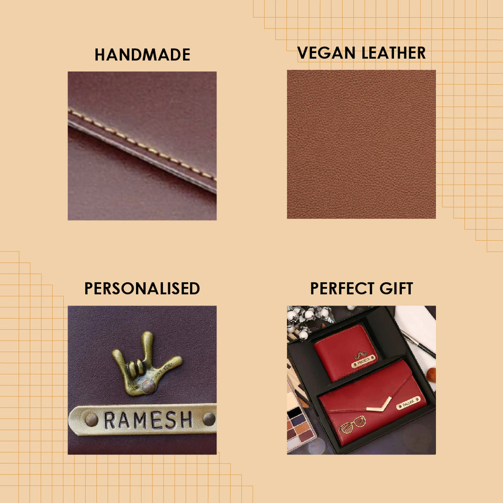 Personalised Ladies Clutch + Men's Wallet Combo