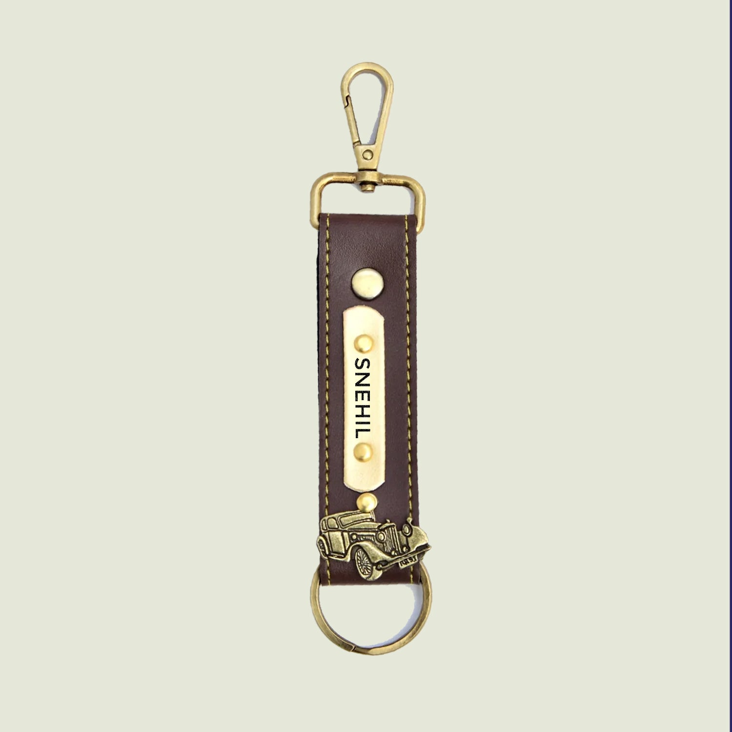 Personalised Leather Keychain - Classic Finish