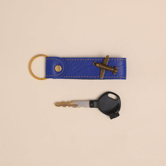 Personalised Leather Keychain Royal Blue