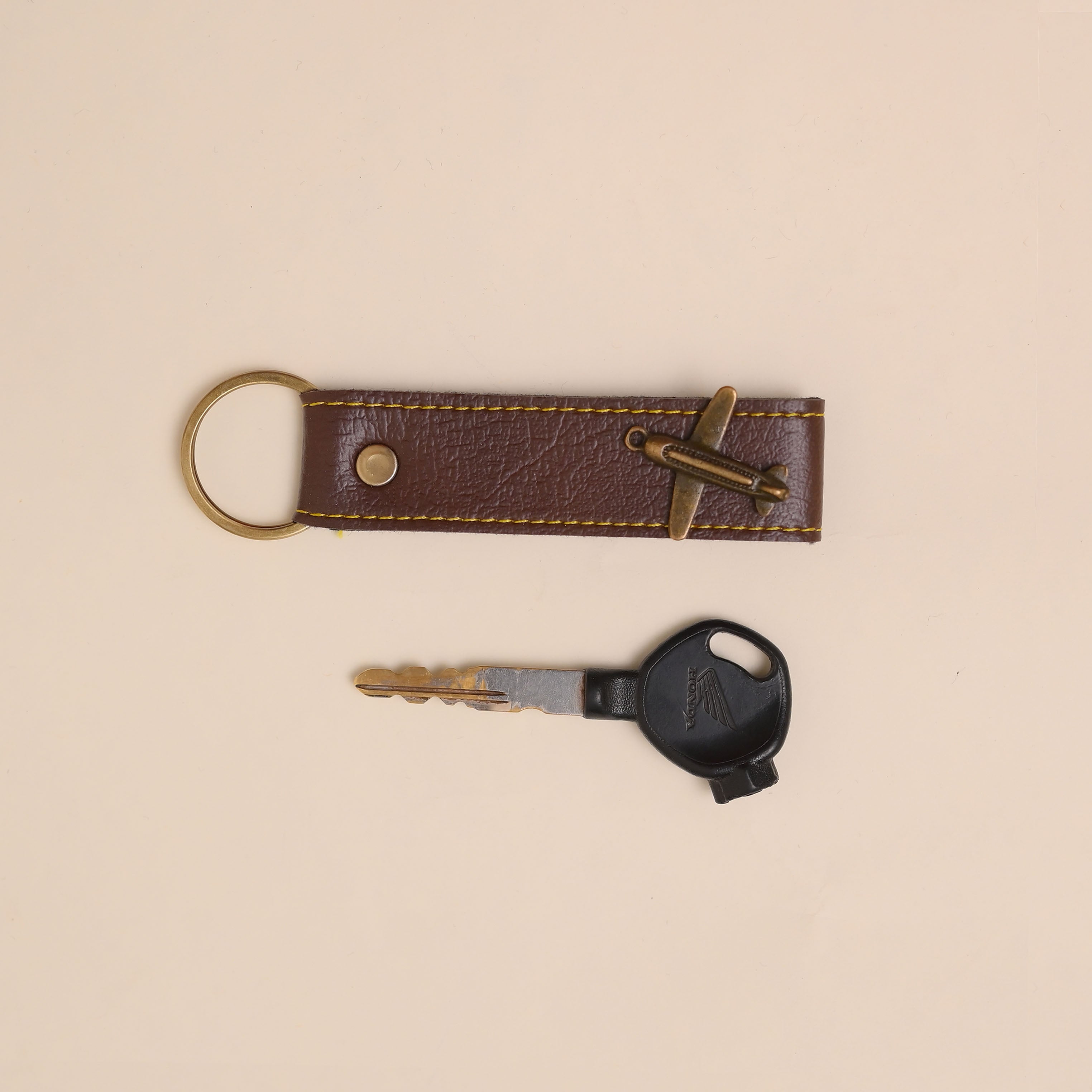 Personalised Leather Keychain Brown