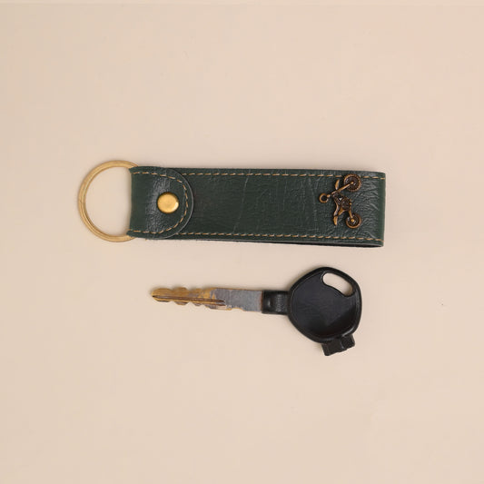 Personalised Leather Keychain Green
