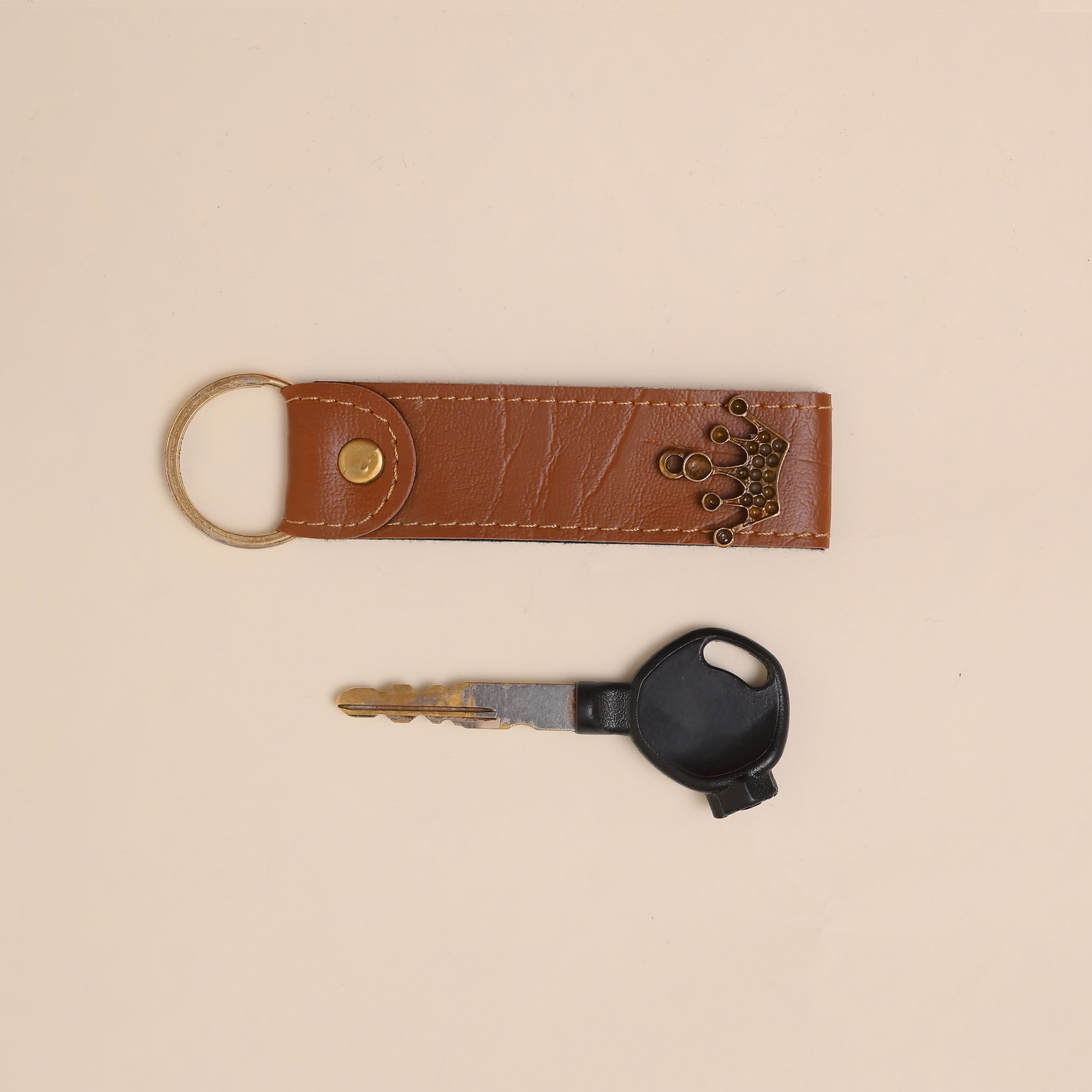 Personalised Leather Keychain Tan