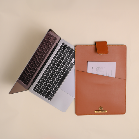 Personalized Office Laptop Sleeve Tan