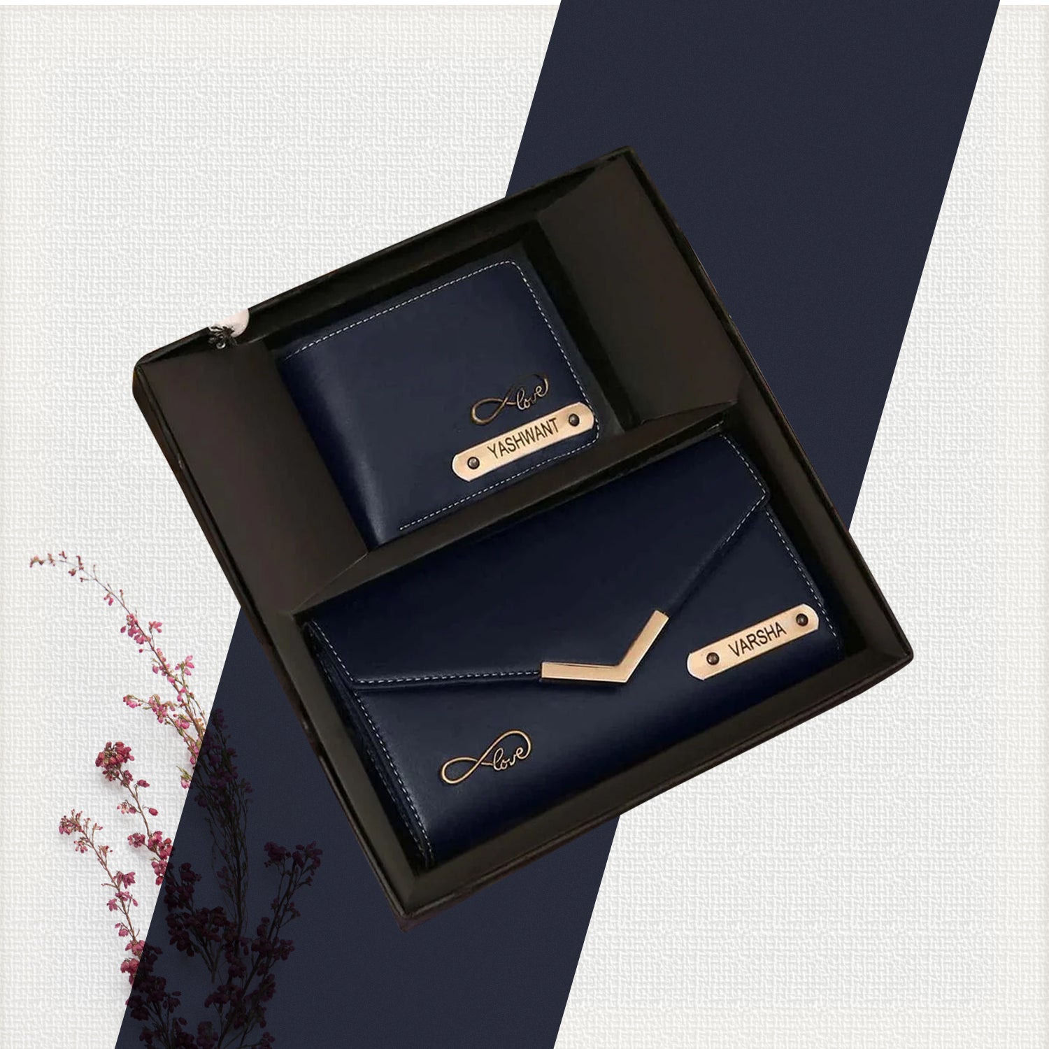 Personalised Ladies Clutch + Men's Wallet Combo