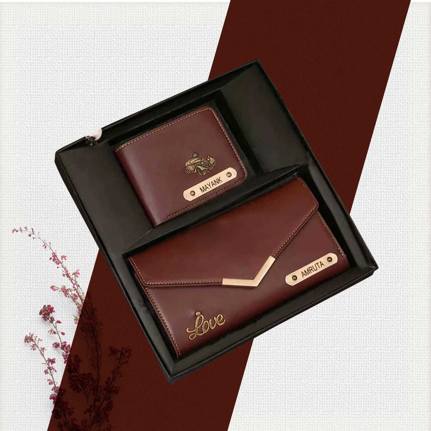 Personalised Ladies Clutch + Men's Wallet Combo