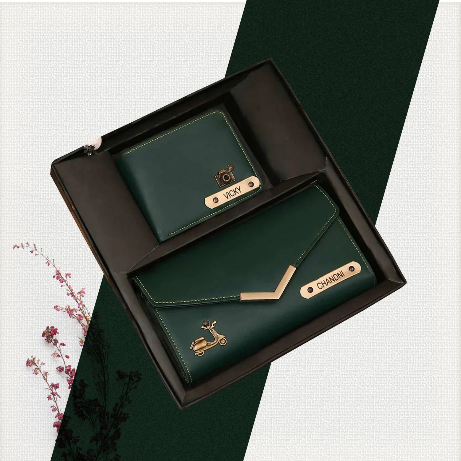 Personalised Ladies Clutch + Men's Wallet Combo