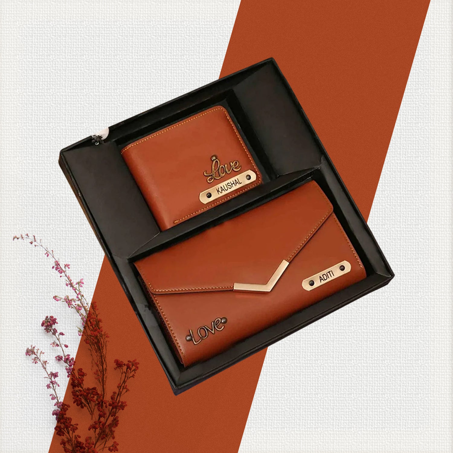 Personalised Ladies Clutch + Men's Wallet Combo