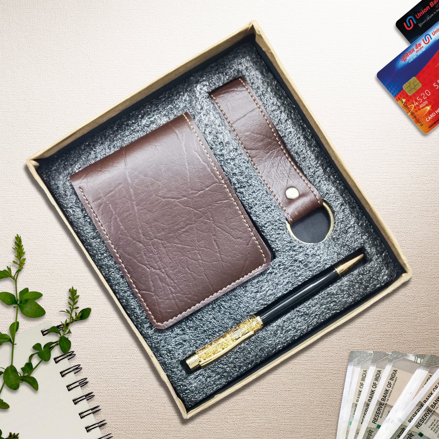 Personalised 3-in-1 Customised Combo Set Wallet, Keychain, and Pen - Textured Finish