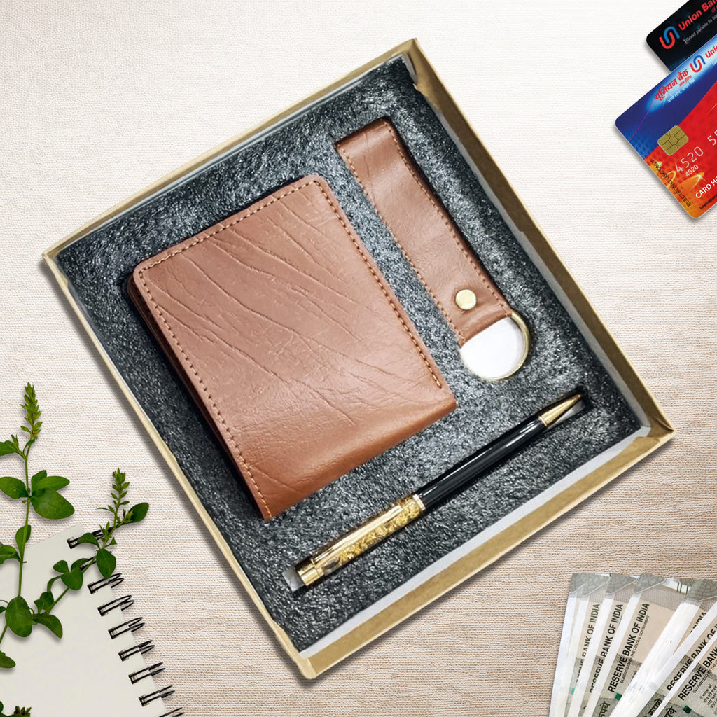 Personalised 3-in-1 Customised Combo Set Wallet, Keychain, and Pen - Textured Finish