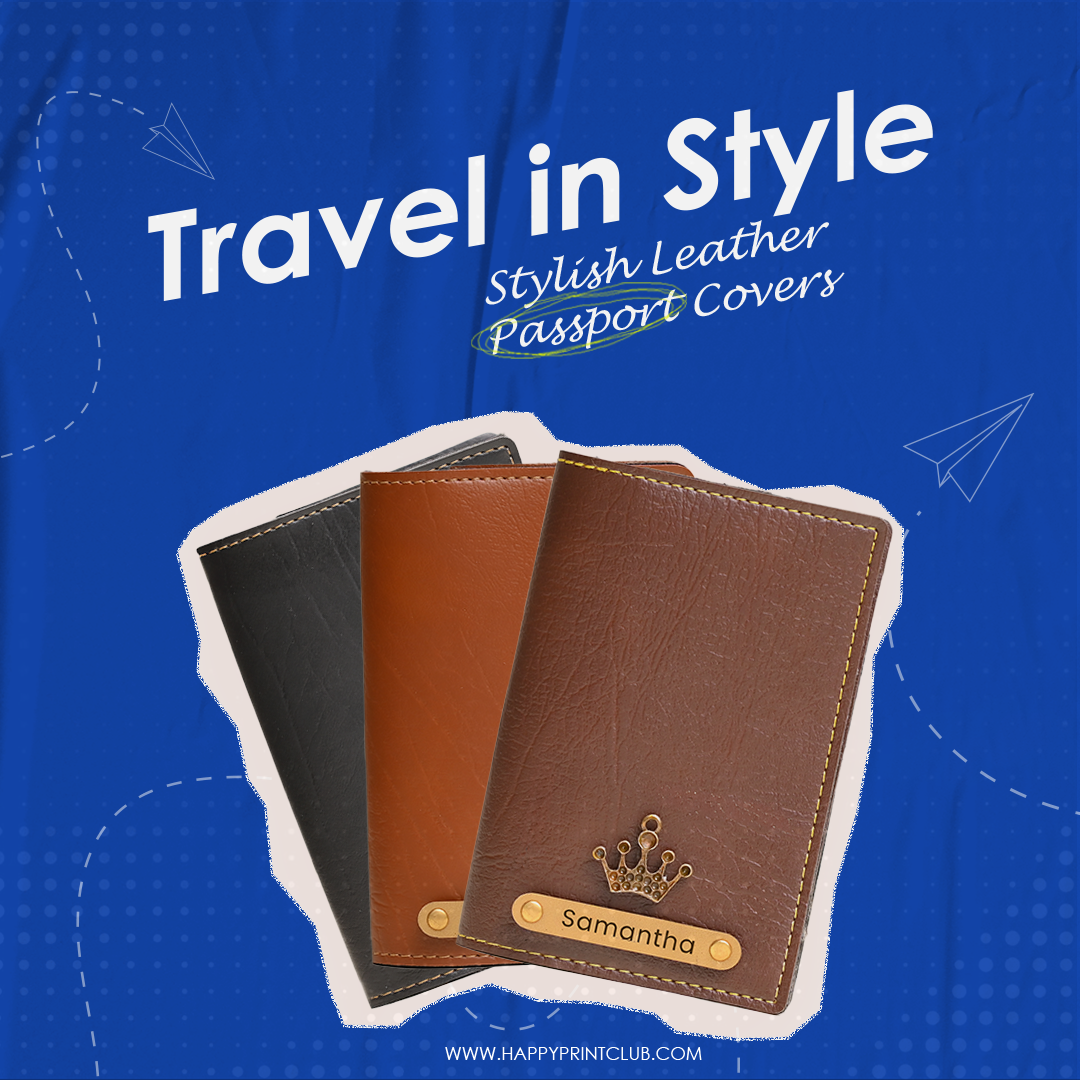 Personalized Passport Cover in Brown - Custom Leather Travel Accessory