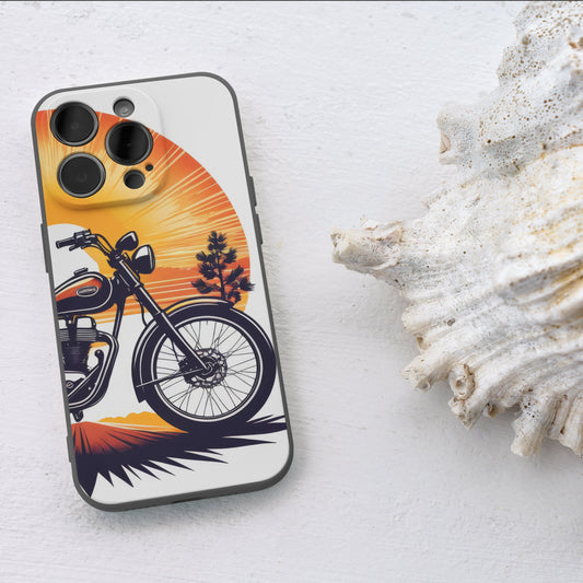 Motor Bike & Sunrise iPhone 14 Pro Customized Printed Phone Cover